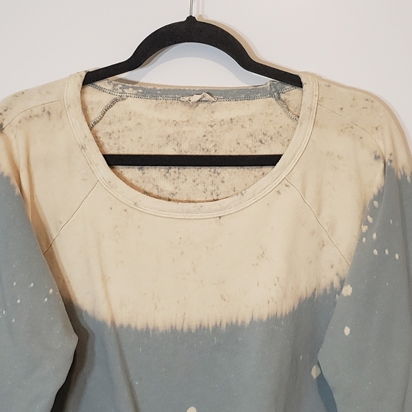 Hem & Thread Mint Pullover Sweatshirt Tie Dye Bleach Front Tie Size Large - Picture 3 of 14